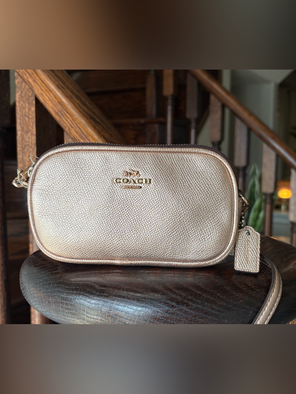 Coach Mini Rose Gold Metallic Crossbody Bag